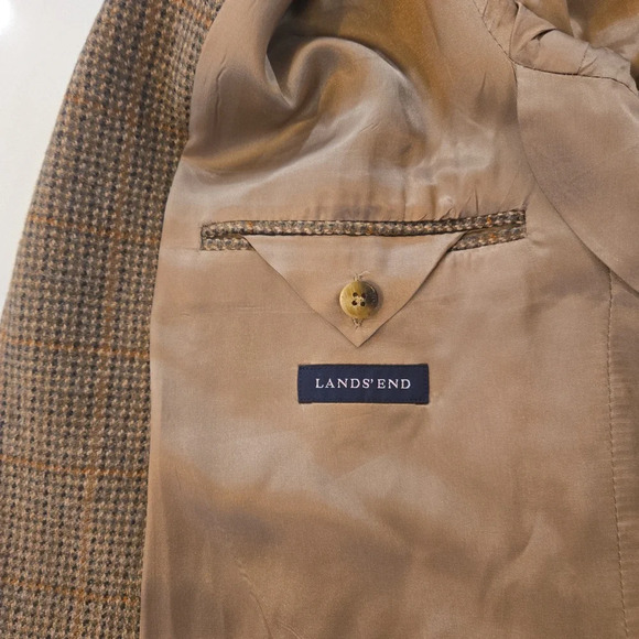 Vintage LambsWool Plaid Tweed Preppy Blazer Sports Jacket Brown Size 44 - Picture 13 of 16